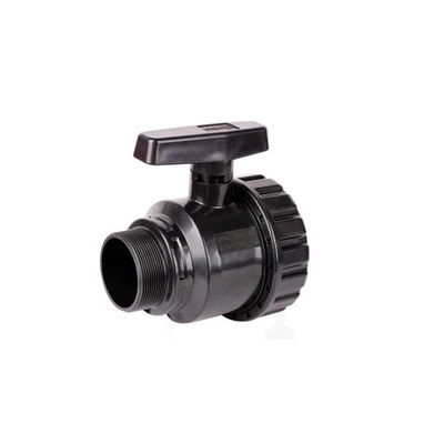 Herstellung Schwarze PVC-Kugelventile 50 mm Weibliche Männliche Gießerei 1,0 MPA Druck