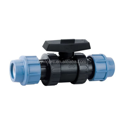 32 mm Blaue Farbe PP-Kompressionsarmaturen und -ventile für Bewässerung Weißgraue Farbe