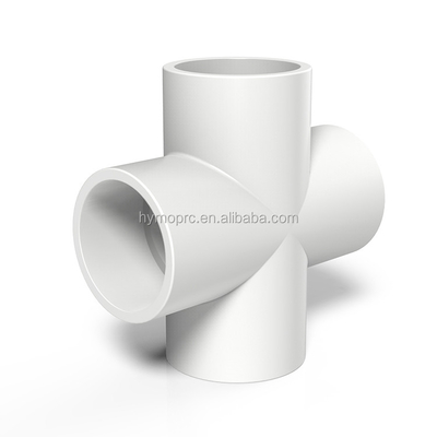 1/2 Zoll Zeitplan 40 PVC-Fittings Kostenlose Proben von Weiß 4-Wege Tee für Sanitäranlagen