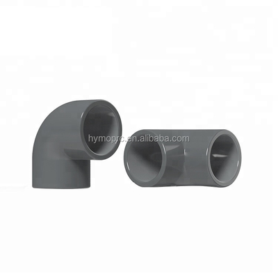 Grauer PVC 90° Ellbogenlänge STANDARD für hydraulische Kunststoffrohrbefestigungen Weiß