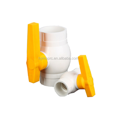 ASTM/DIN-Standard 1/2 Zoll PVC-Kugelventil mit gelbem Griff