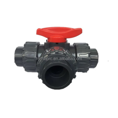 1 Zoll 3-Wege-PVC-Ballventil mit ABS-Griff aus der Fertigung