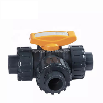1 Zoll 3-Wege-PVC-Ballventil mit ABS-Griff aus der Fertigung
