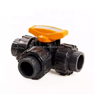 Klempnerherstellung Kunststoff 2 Zoll 3 Weg PVC Kugelventil mit Steckdosendruck 1,0 MPA