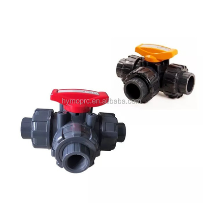 1 Zoll 3-Wege-PVC-Ballventil mit ABS-Griff aus der Fertigung