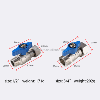 Edelstahl ASTM/DIN Standard Mini Kugelventil PEX Nickelplattiert für Kupfergasrohr