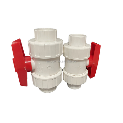 OEM-PVC-Ventilbefestigung 1/2&quot;-4&quot; Weiße Farbe PVC True Union Ball Valve 3 für Schwimmbad